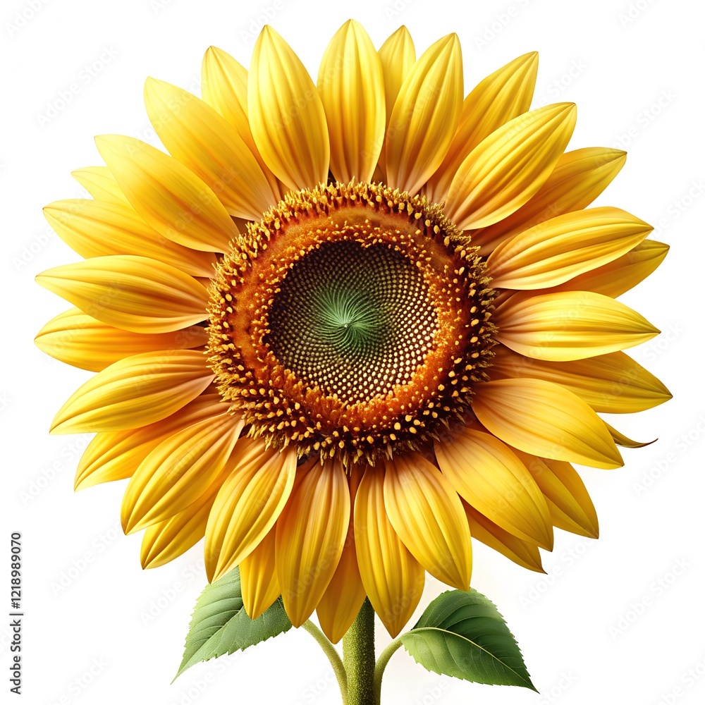 Sunflower details and realistic on white background Sunflower details and realistic on white background