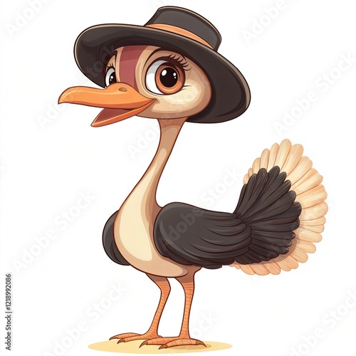 Adorable Cartoon Bird in a Fancy Hat - Cute and Stylish Illustration