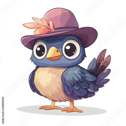 Adorable Cartoon Bird in a Fancy Hat - Cute and Stylish Illustration