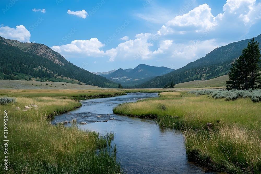 landscape with lake, Generative AI landscape with lake, Generative AI