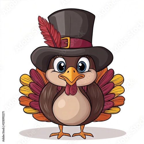 Adorable Cartoon Bird in a Fancy Hat - Cute and Stylish Illustration