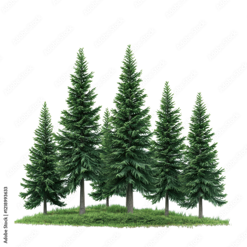 Isolated Green Pine Tree Cluster Isolated Green Pine Tree Cluster