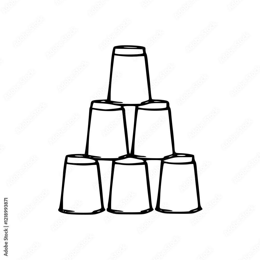a drawing of a pyramid of cups a drawing of a pyramid of cups