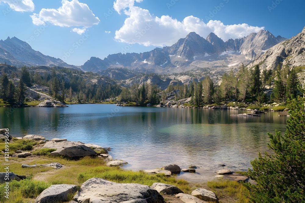 Naklejka premium lake in the mountains, Generative AI 