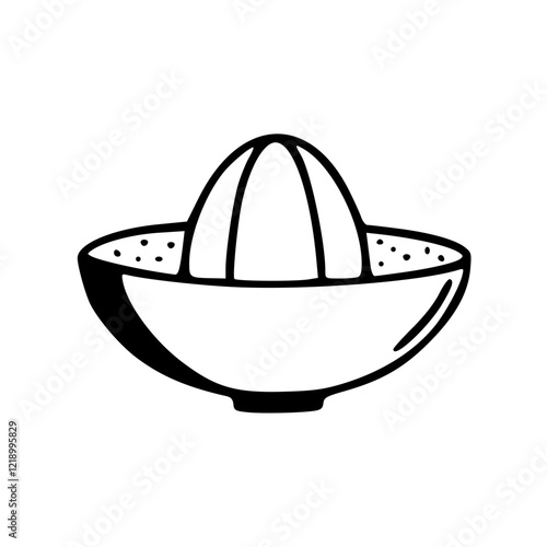 a black and white drawing of an orange squeezer