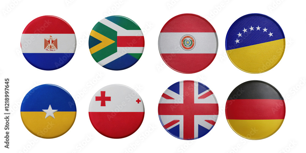 National Flags on Round Badges Set, PNG collection, set bundle, isolate on transparent or white background National Flags on Round Badges Set, PNG collection, set bundle, isolate on transparent or white background