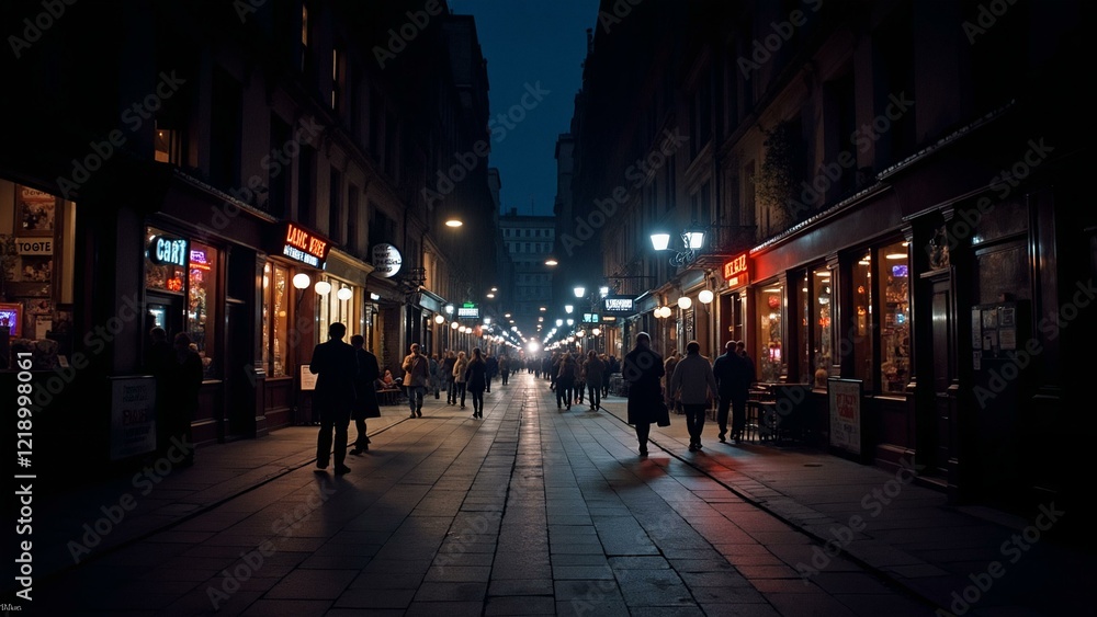Vibrant urban scene at dusk with neon lights and city streets Vibrant urban scene at dusk with neon lights and city streets