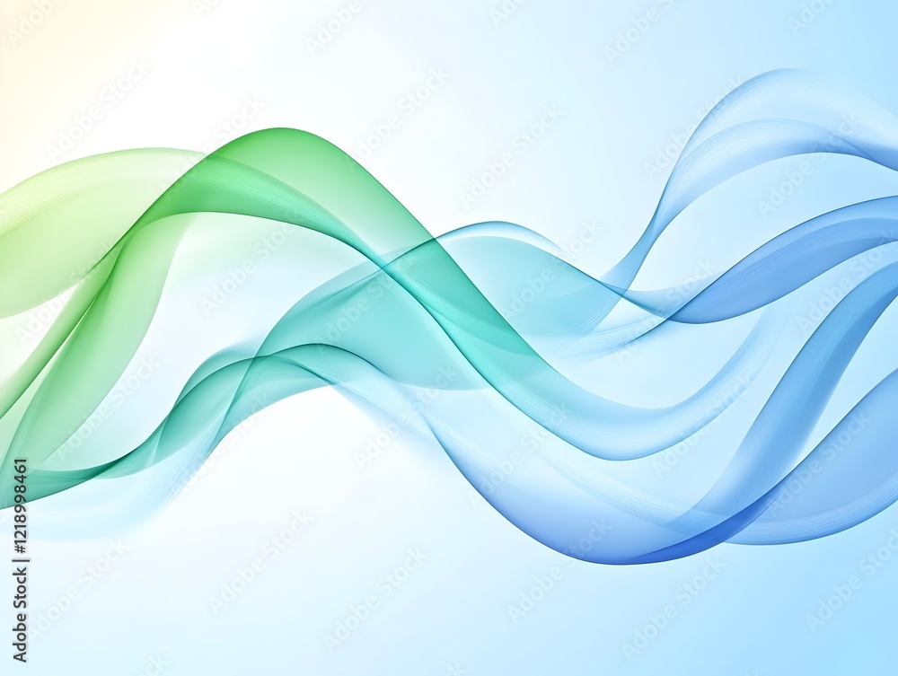 Abstract green and blue flowing waves with a minimal aesthetic Abstract green and blue flowing waves with a minimal aesthetic