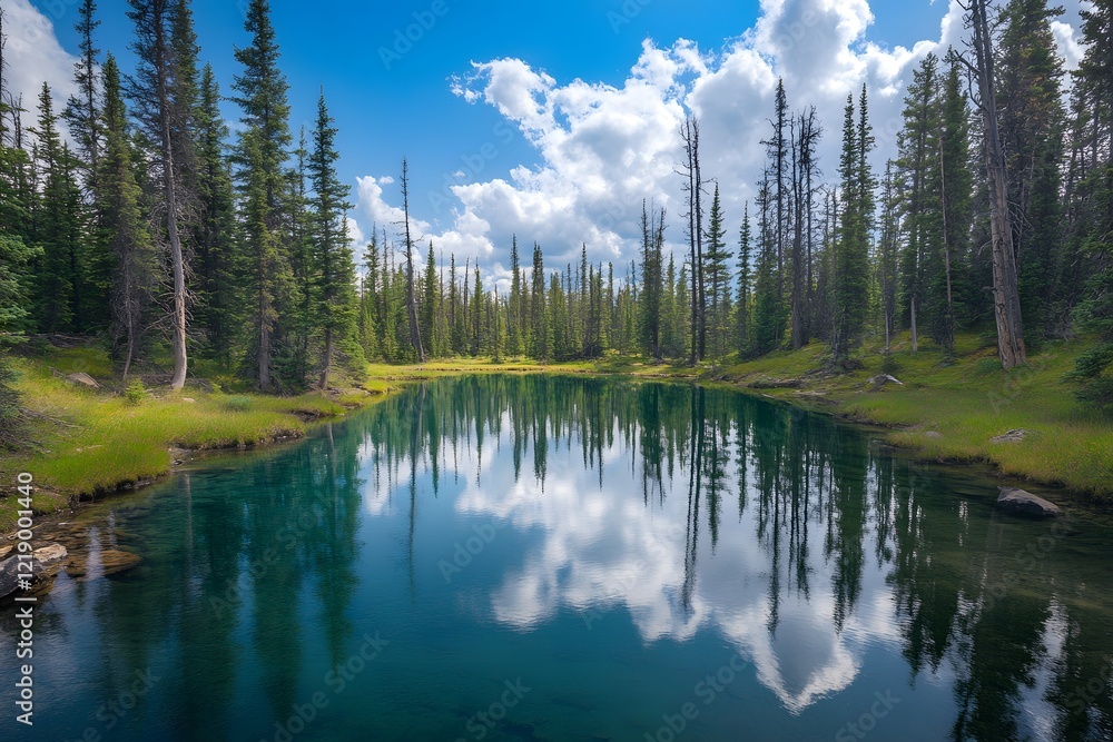 Fototapeta premium lake in the forest, Generative AI