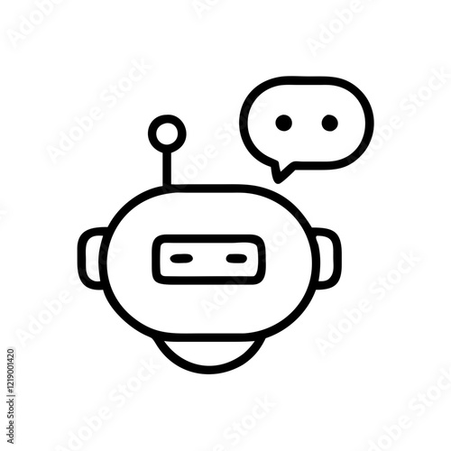 Black vector icon of a chatbot for customer interaction and AI technology