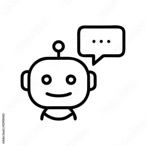 Black vector icon of a chatbot for artificial intelligence and conversational technology