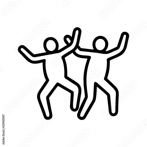 Simple black vector icon of a group dance representing celebration and joy