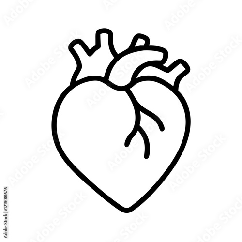 Simple black vector icon of a healthy heart representing wellness and vitality