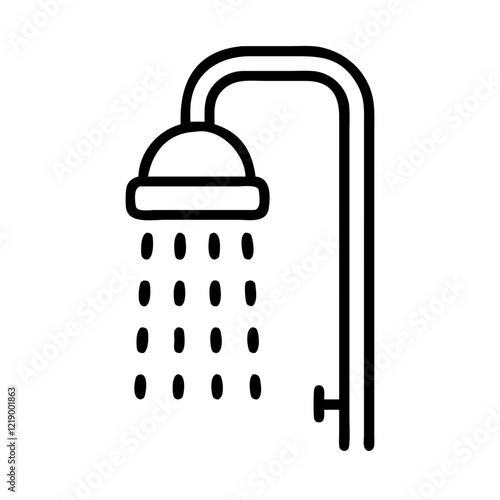 simple black shower icon with water droplets on white background