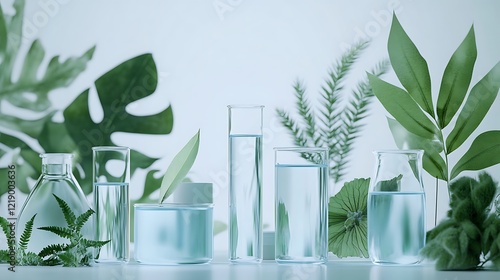 A composition of glass beakers and test tubes
