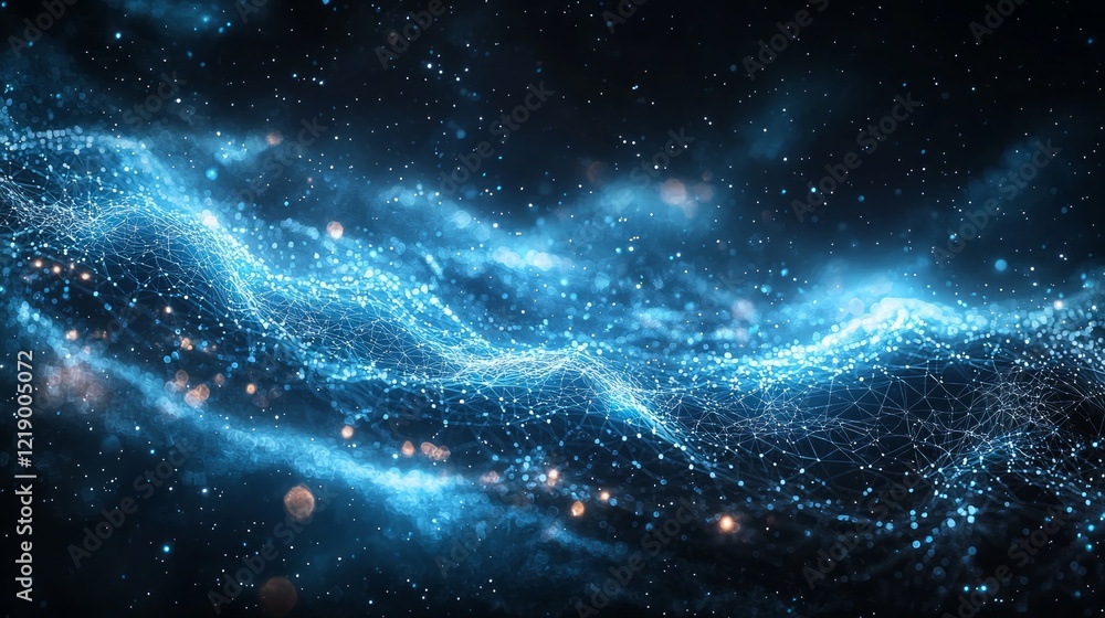 Fototapeta premium Abstract blue nebula, cosmic waves, digital art, background