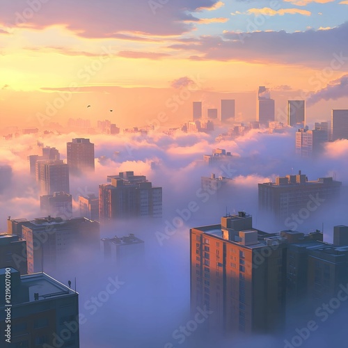 City in the Clouds: A Sunrise Panorama photo