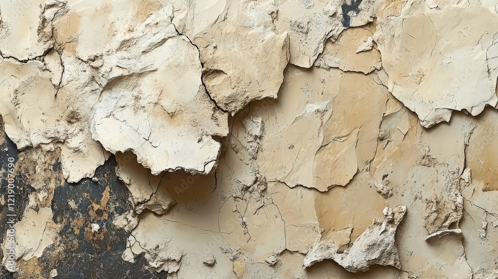 Wall with peeling paint showing layers of texture and color deterioration over time indoors Wall with peeling paint showing layers of texture and color deterioration over time indoors
