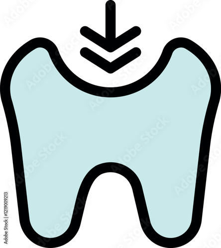 Simple icon representing tooth sensitivity, featuring a downward arrow symbolizing pressure or pain