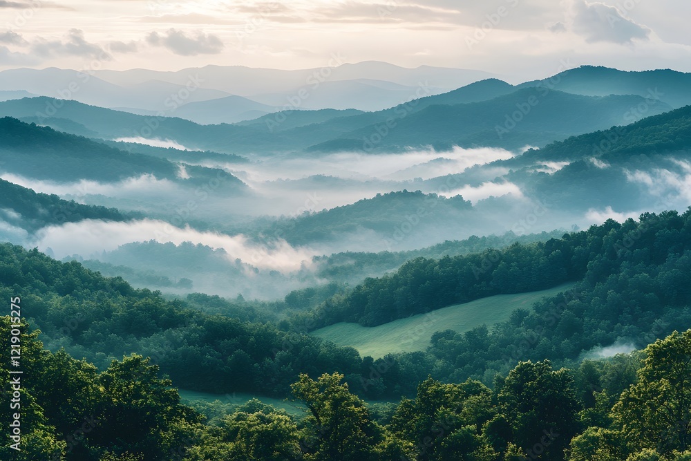 Obraz premium A mysterious and wonderful mountain scenery, Generative AI