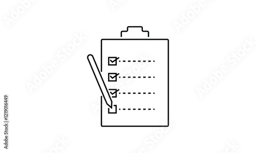Checklist, survey or report outline icon isolated on transparent background flat vector illustration. EPS 10