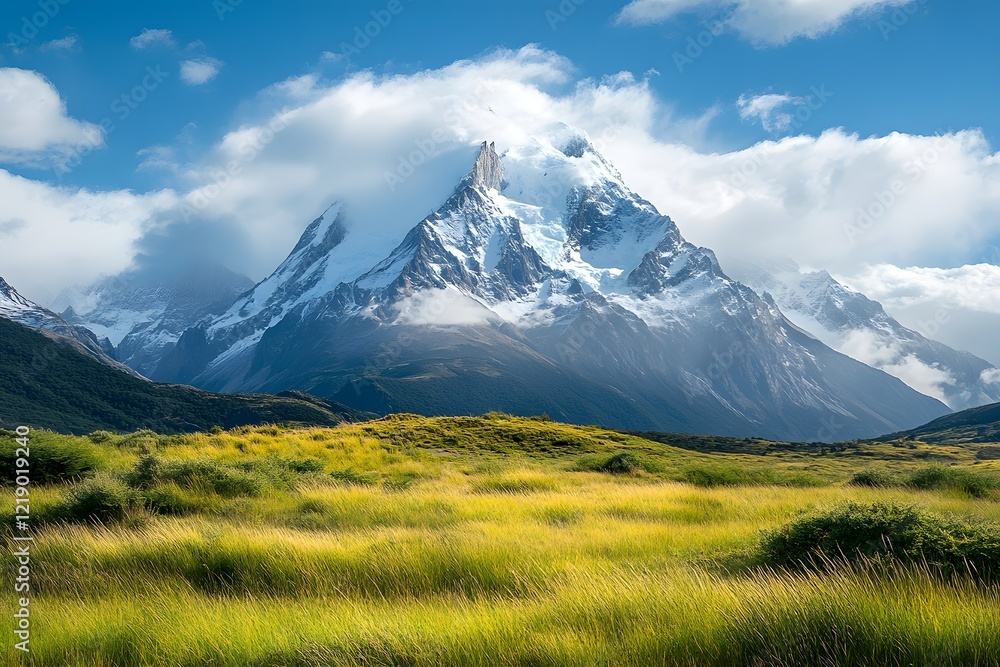 Fototapeta premium A mysterious and wonderful mountain scenery, Generative AI 