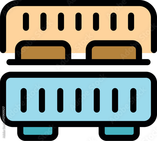 Double decker bus icon in filled outline style, suitable for transportation and travel graphic resources