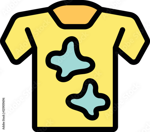Yellow dirty t shirt with stains, representing the need for laundry or the aftermath of housework, gardening, or other manual labor