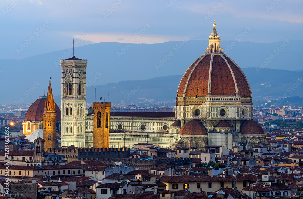 Φωτογραφία Aerial view of Florence with Cathedral of Santa Maria del Fiore (Duomo), Italy