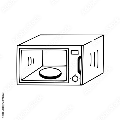 a line art drawing of a microwave illustration