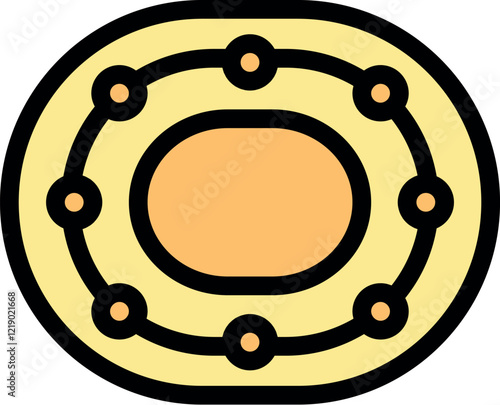 Simple educational atomic model showing electrons orbiting a nucleus, ideal for science textbooks and presentations
