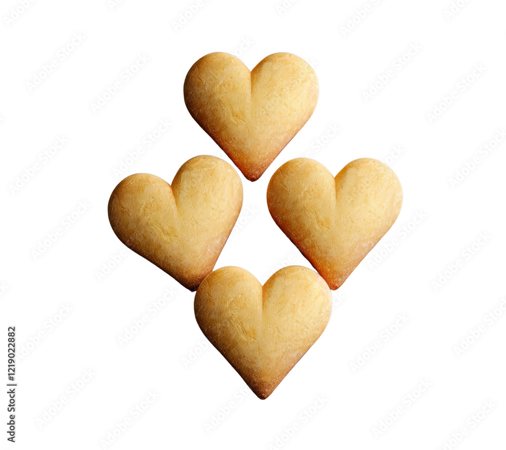 3D heart shaped cookies flying isolated on a white or transparent background 3D heart shaped cookies flying isolated on a white or transparent background