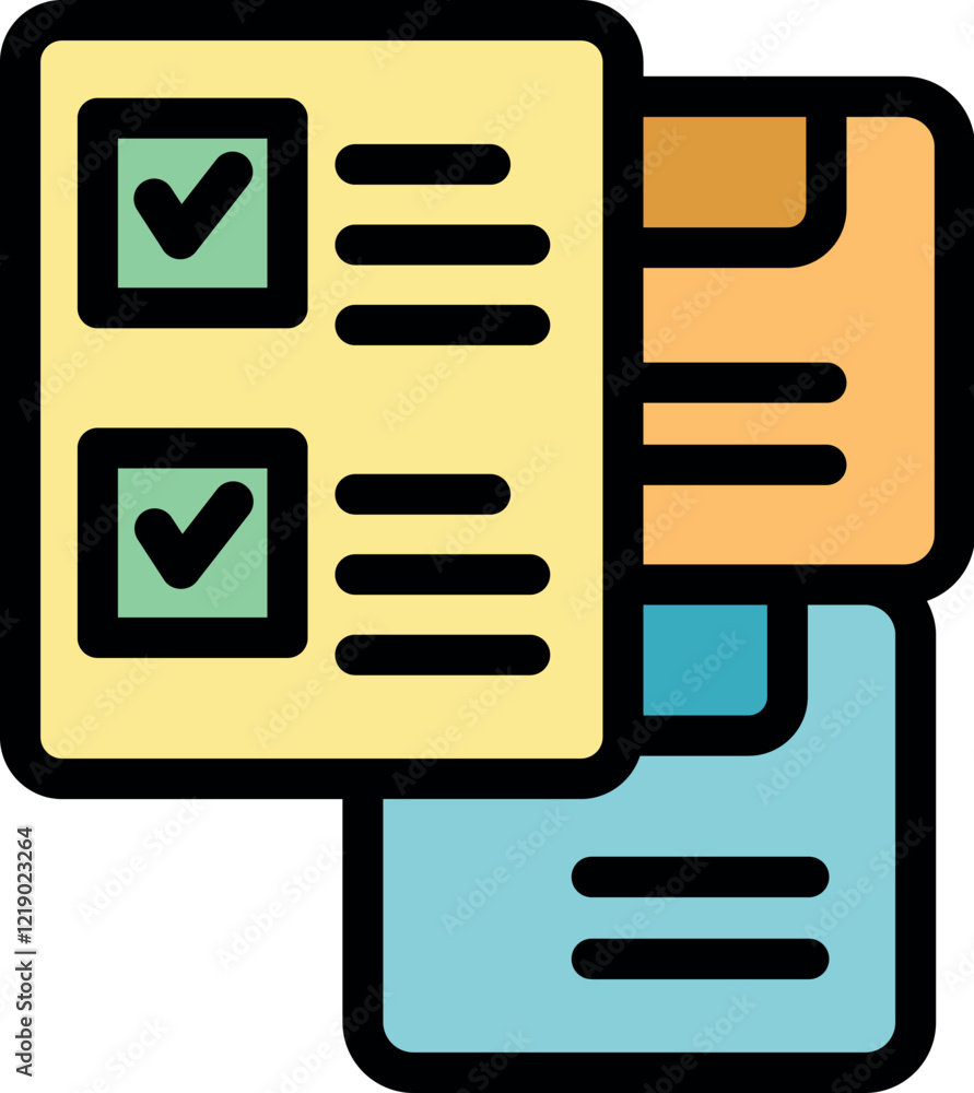 Checklist with marked checkboxes and documents symbolizing efficient project management and task completion Checklist with marked checkboxes and documents symbolizing efficient project management and task completion