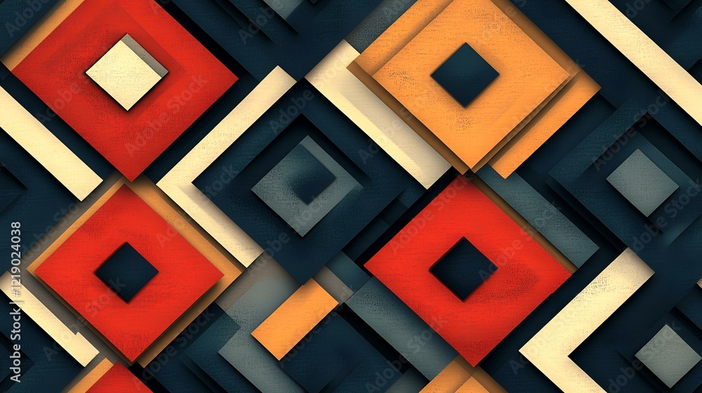 Abstract geometric pattern background with overlapping squares in red, orange, and grey. Ideal for website design or print Abstract geometric pattern background with overlapping squares in red, orange, and grey. Ideal for website design or print