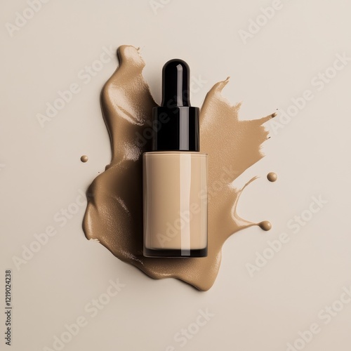 Make-up base bottle w/o logo with biege smear of product