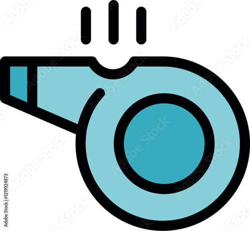 Cartoon whistle blowing sound alert icon signaling emergency or sports event, isolated on white background