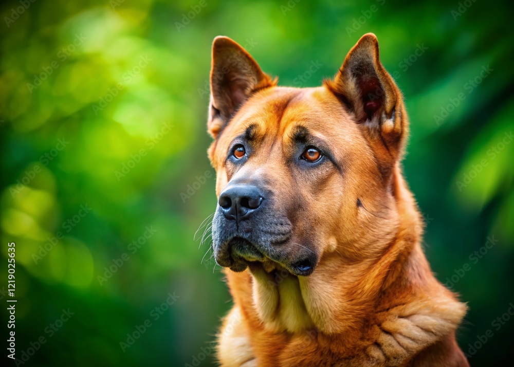 Majestic Tosa Inu Shepherd Dog Portrait in Lush Green Nature - Stock Photo Majestic Tosa Inu Shepherd Dog Portrait in Lush Green Nature - Stock Photo