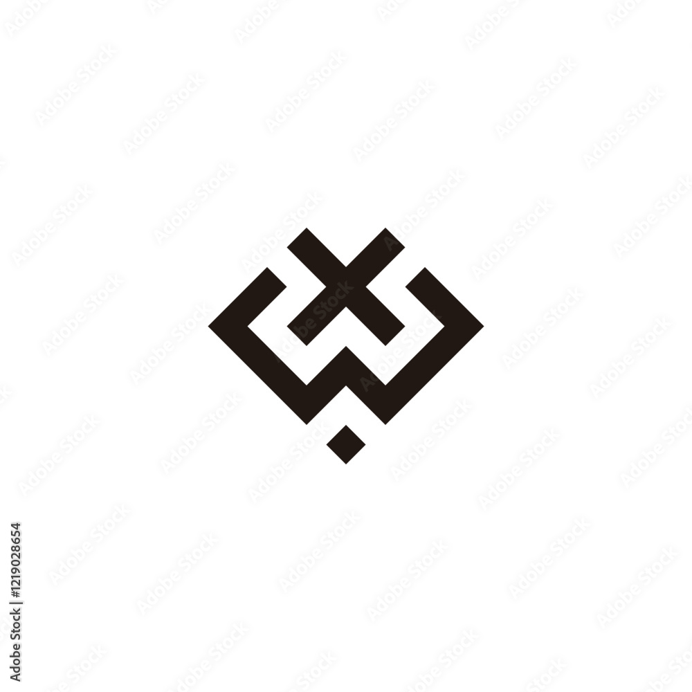 Letter WX heart, square geometric symbol simple logo vector Letter WX heart, square geometric symbol simple logo vector