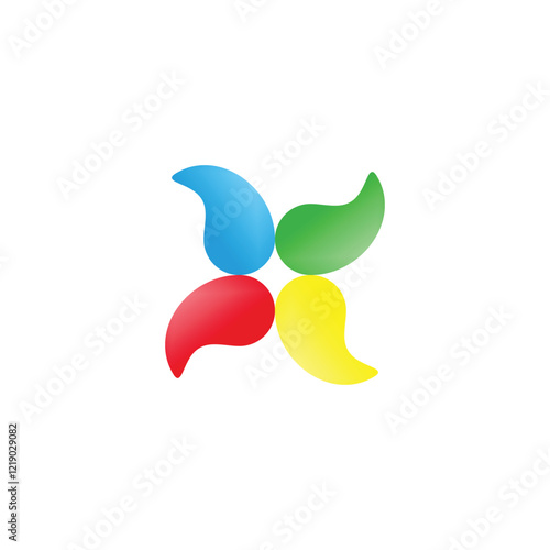 four colorful, splash, round geometric symbol simple logo vector