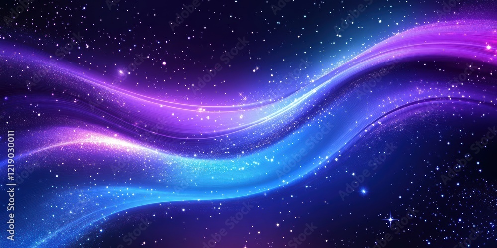 Fototapeta premium Abstract purple and blue gradient background with wavy lines, glowing effect. 