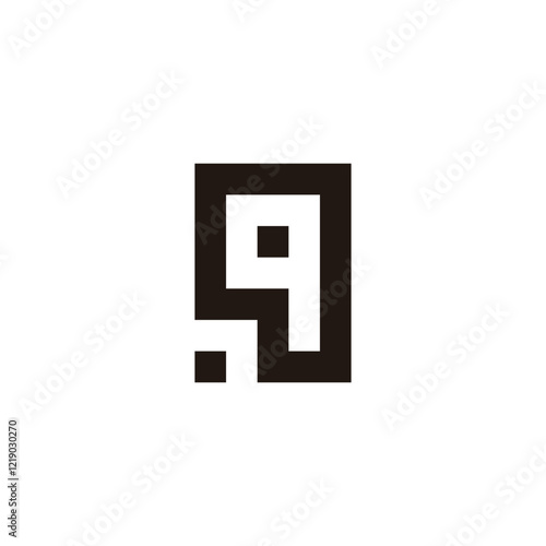 Letter q square dot, geometric symbol simple logo vector