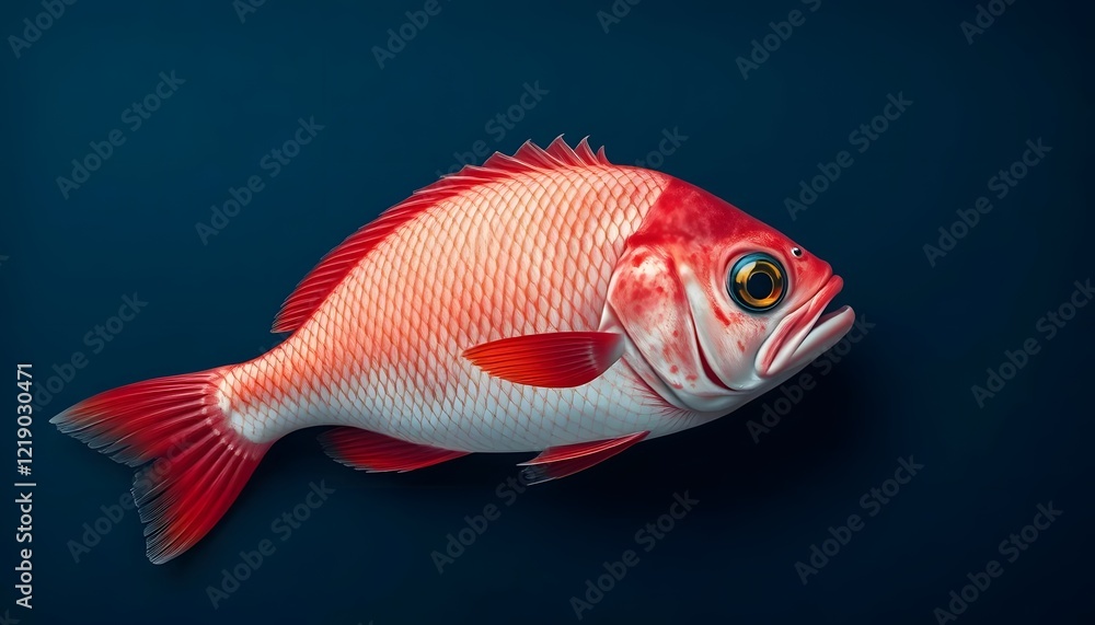 Obraz premium A Vivid Red Snapper against a Deep Blue Background