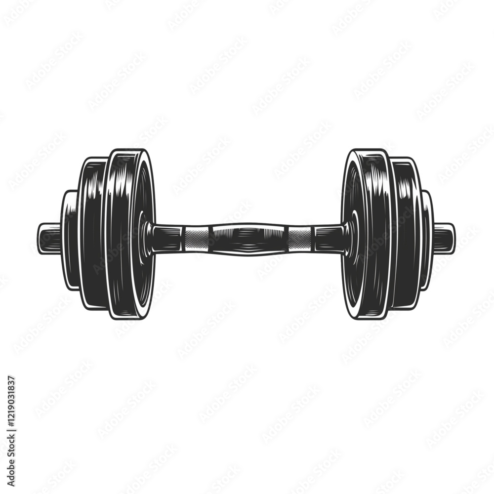 Naklejka premium Black and White Dumbbell Illustration in Minimalist Design