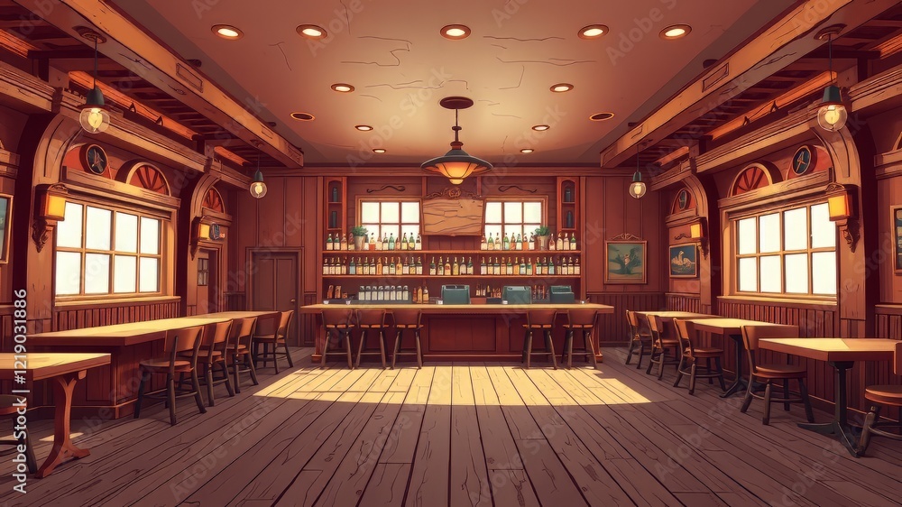 Empty Saloon Interior - 2D Animation Background Empty Saloon Interior - 2D Animation Background