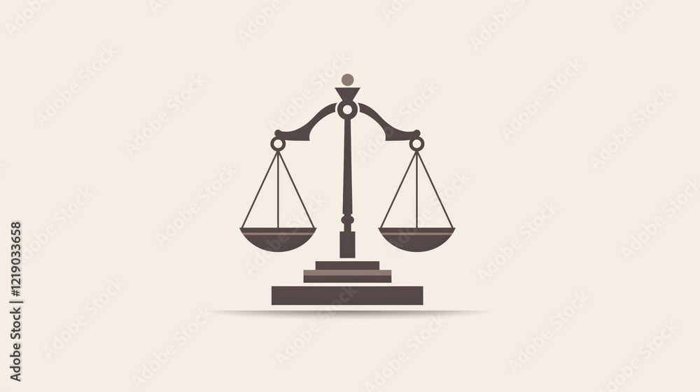 Scales of Justice Icon on Beige and Brown Background Scales of Justice Icon on Beige and Brown Background