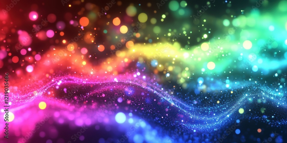 Obraz premium Abstract glowing neon wave background with bokeh lights and colorful digital sound waves