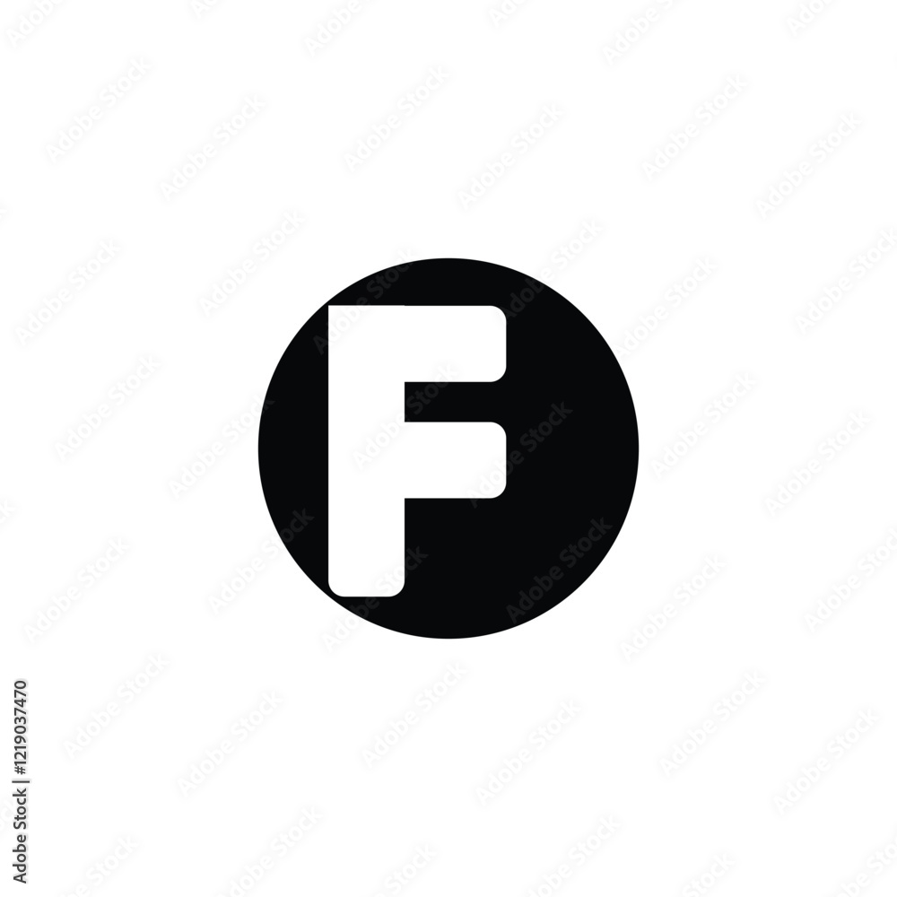 letter f logo design. letter f logo inside circle in black. isolated on white background