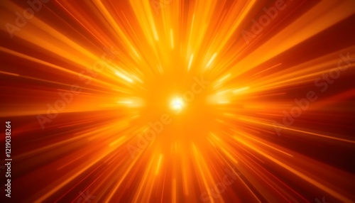 A burst of radiant energy, with sharp, angular light rays in shades of golden yellow, fiery orange, and deep crimson emanating from a glowing center
