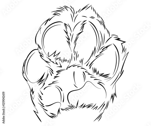 Dog footprint labrador paw hand drawn illustration