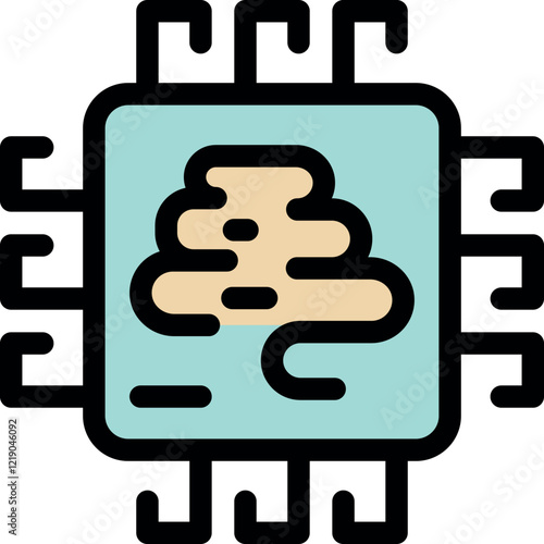 Cpu is processing data showing a snake symbol representing a cyber attack, malware or ransomware